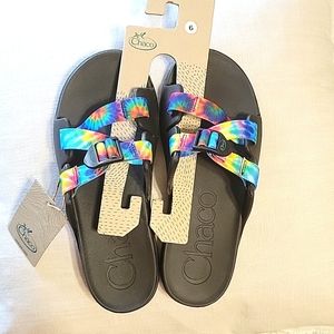 Chaco slides Chillos Kids Dark Tie Dye size 6 Big Kids